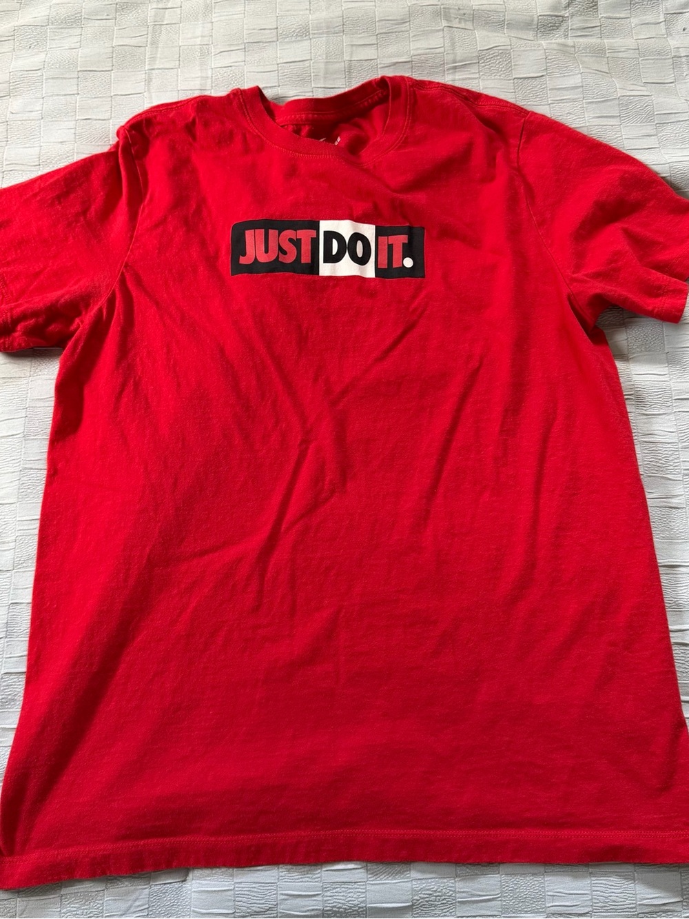 Nike Red Crewneck Tee with Subtle Logo Print